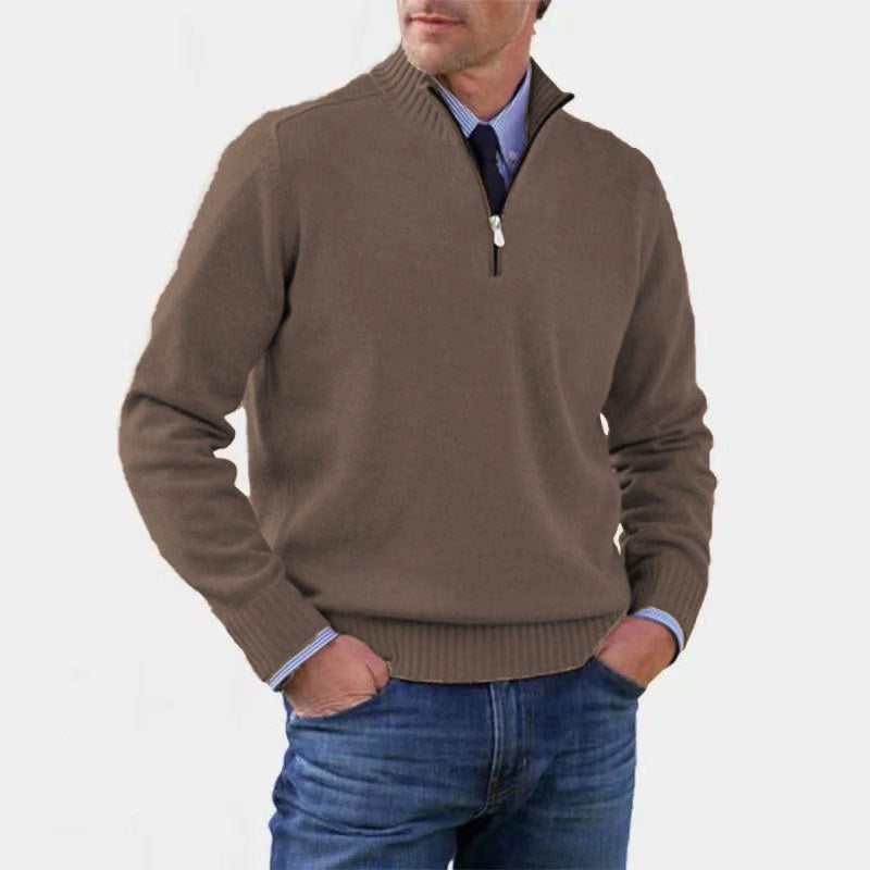 Reinhard | Men's Zip Jumper with Light Warmth, Elegant Knit Jumper | Everlasting Boutique | Grey