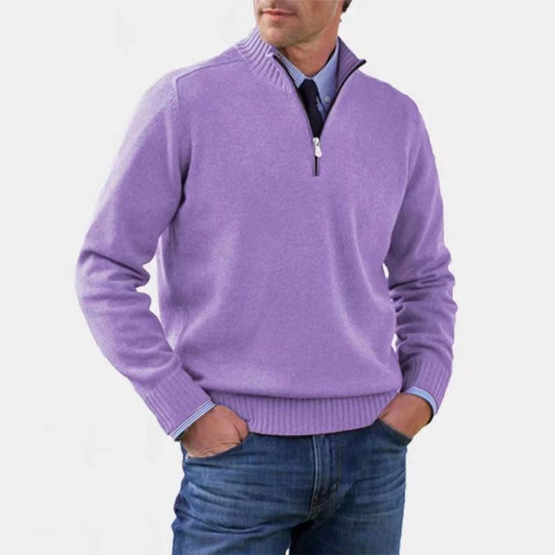 Reinhard | Men's Zip Jumper with Light Warmth, Elegant Knit Jumper | Everlasting Boutique | Grey