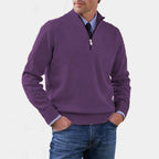 Reinhard | Men's Zip Jumper with Light Warmth, Elegant Knit Jumper | Everlasting Boutique | Black