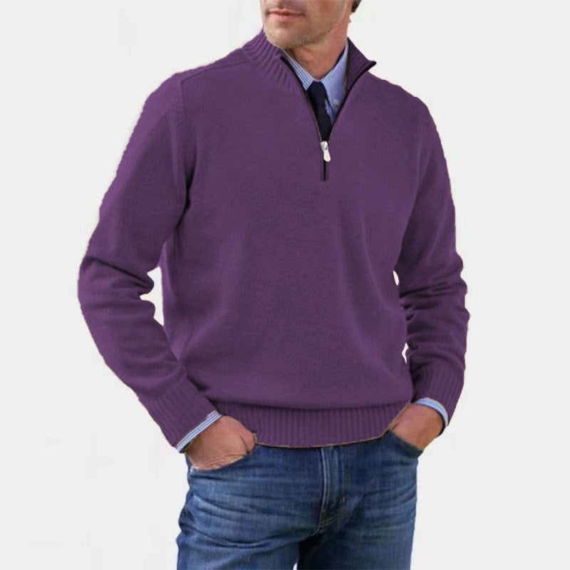 Reinhard | Men's Zip Jumper with Light Warmth, Elegant Knit Jumper | Everlasting Boutique | Black