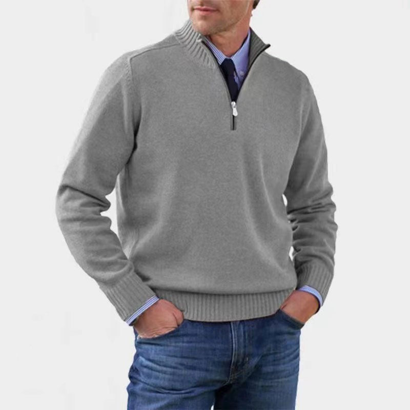 Reinhard | Men's Zip Jumper with Light Warmth, Elegant Knit Jumper | Everlasting Boutique | Red