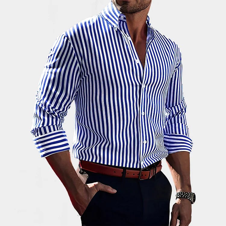Reuben | Men's Striped Cotton Shirt, Classic Button Shirt | Everlasting Boutique