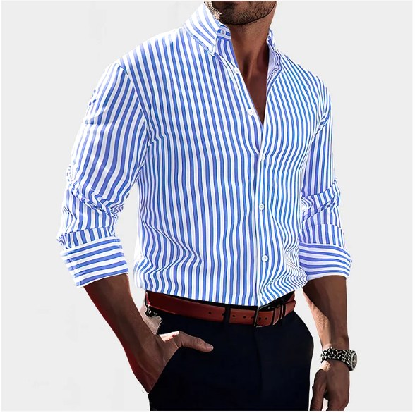 Reuben | Men's Striped Cotton Shirt, Classic Button Shirt | Everlasting Boutique