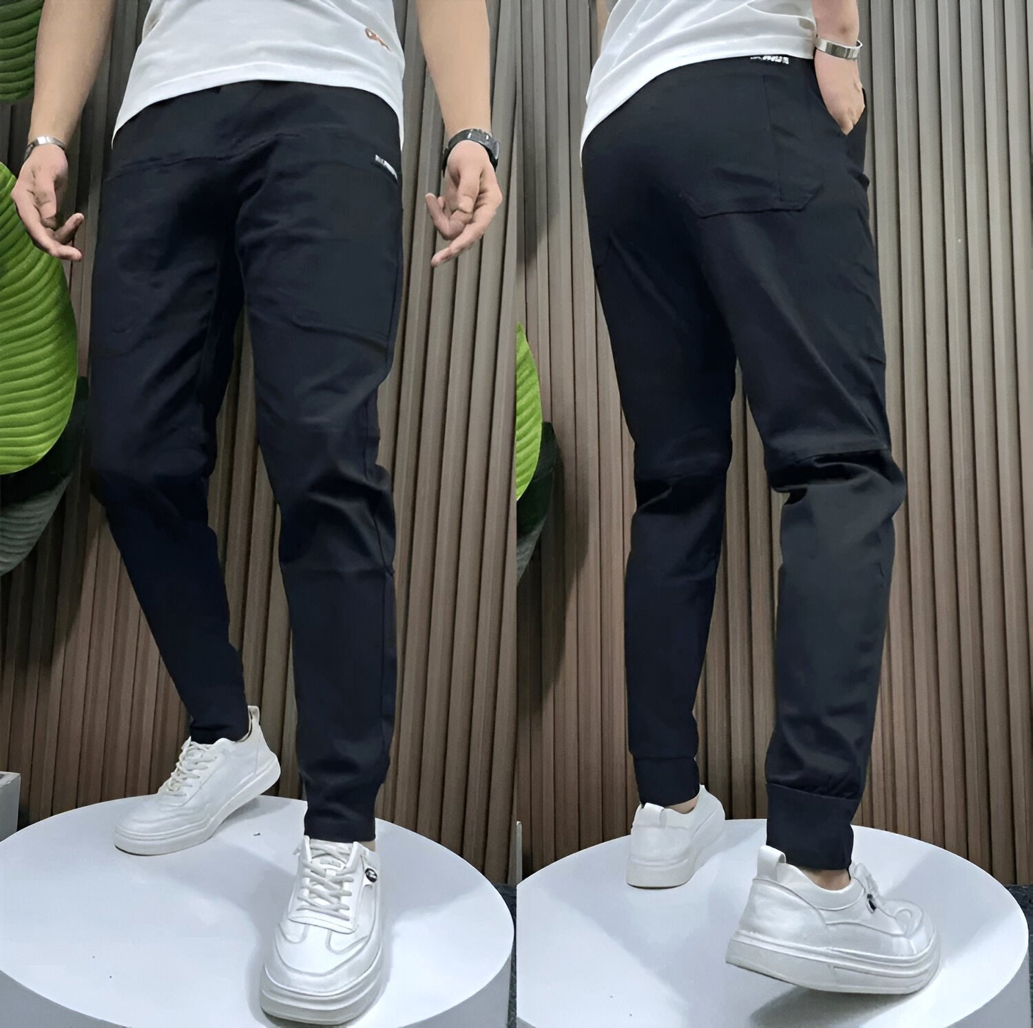 Robert | Men's Stretch Cargo Trousers, Lightweight Flexible Trousers | Everlasting Boutique | Black