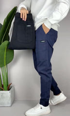 Robert | Men's Stretch Cargo Trousers, Lightweight Flexible Trousers | Everlasting Boutique | Blue
