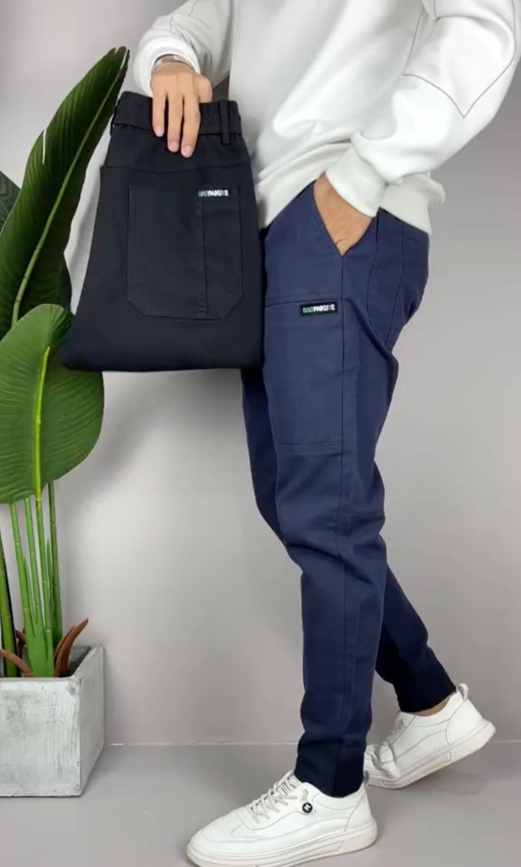 Robert | Men's Stretch Cargo Trousers, Lightweight Flexible Trousers | Everlasting Boutique | Blue