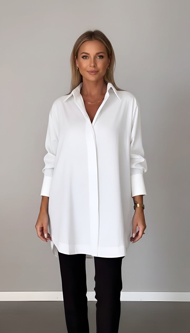 Romane | Women's Oversized Cotton Shirt, Button-Front Blouse | Everlasting Boutique