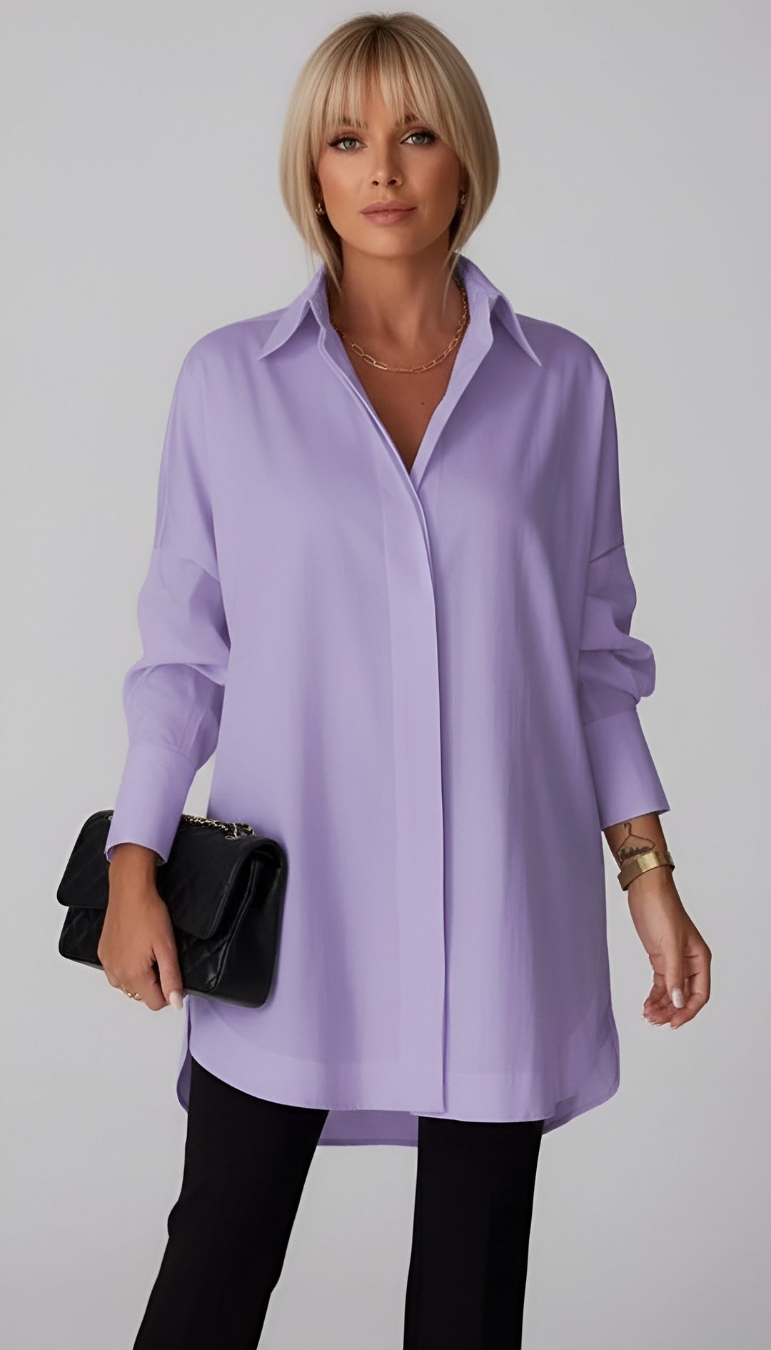 Romane | Women's Oversized Cotton Shirt, Button-Front Blouse | Everlasting Boutique