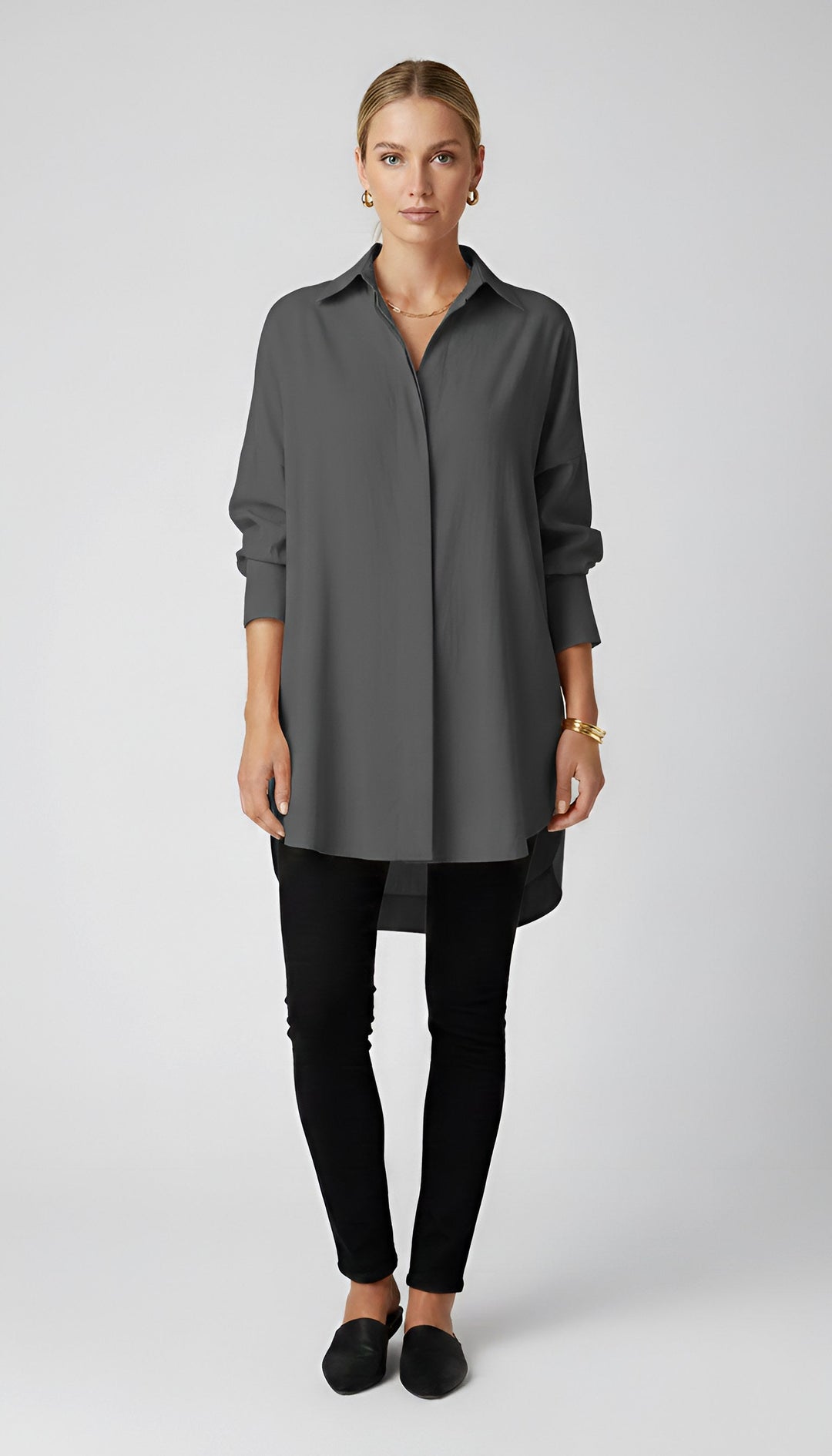Romane | Women's Oversized Cotton Shirt, Button-Front Blouse | Everlasting Boutique