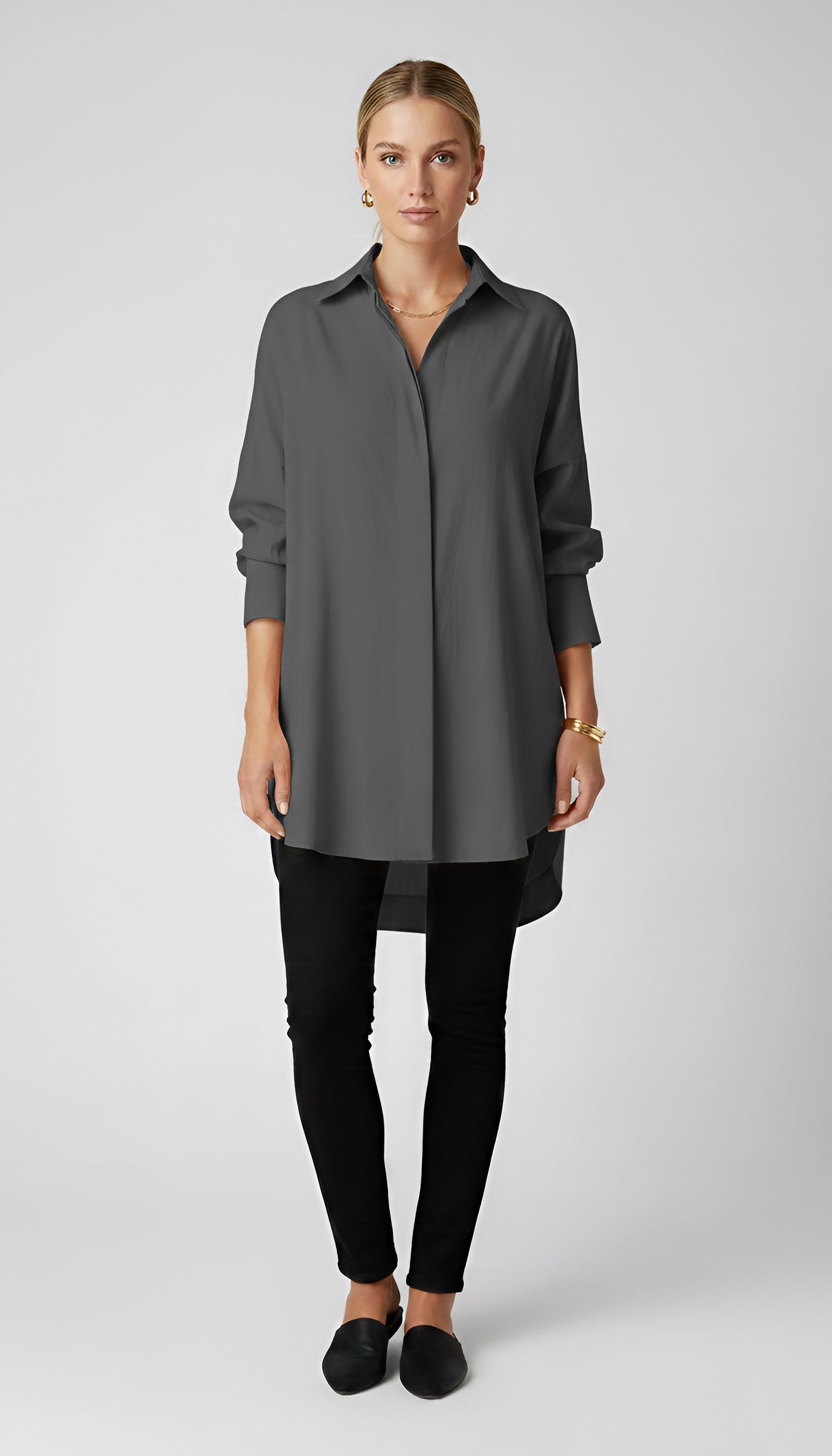 Romane | Women's Oversized Cotton Shirt, Button-Front Blouse | Everlasting Boutique