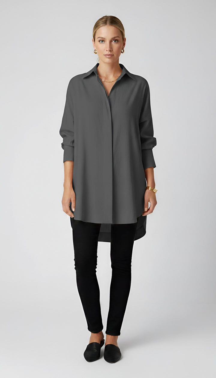 Romane | Women's Oversized Cotton Shirt, Button-Front Blouse | Everlasting Boutique