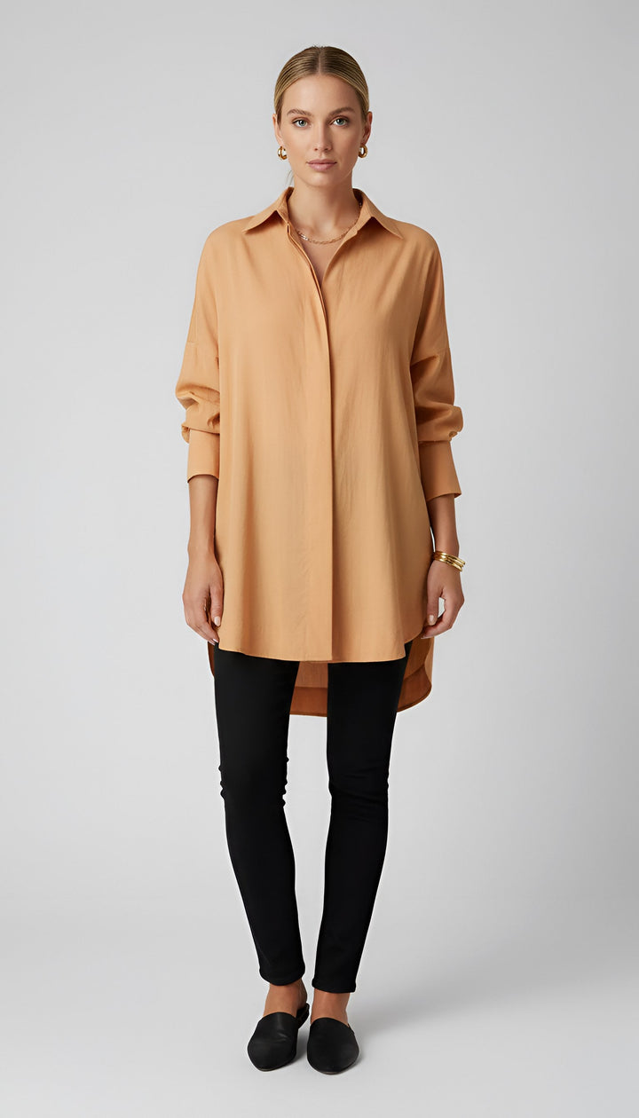Romane | Women's Oversized Cotton Shirt, Button-Front Blouse | Everlasting Boutique