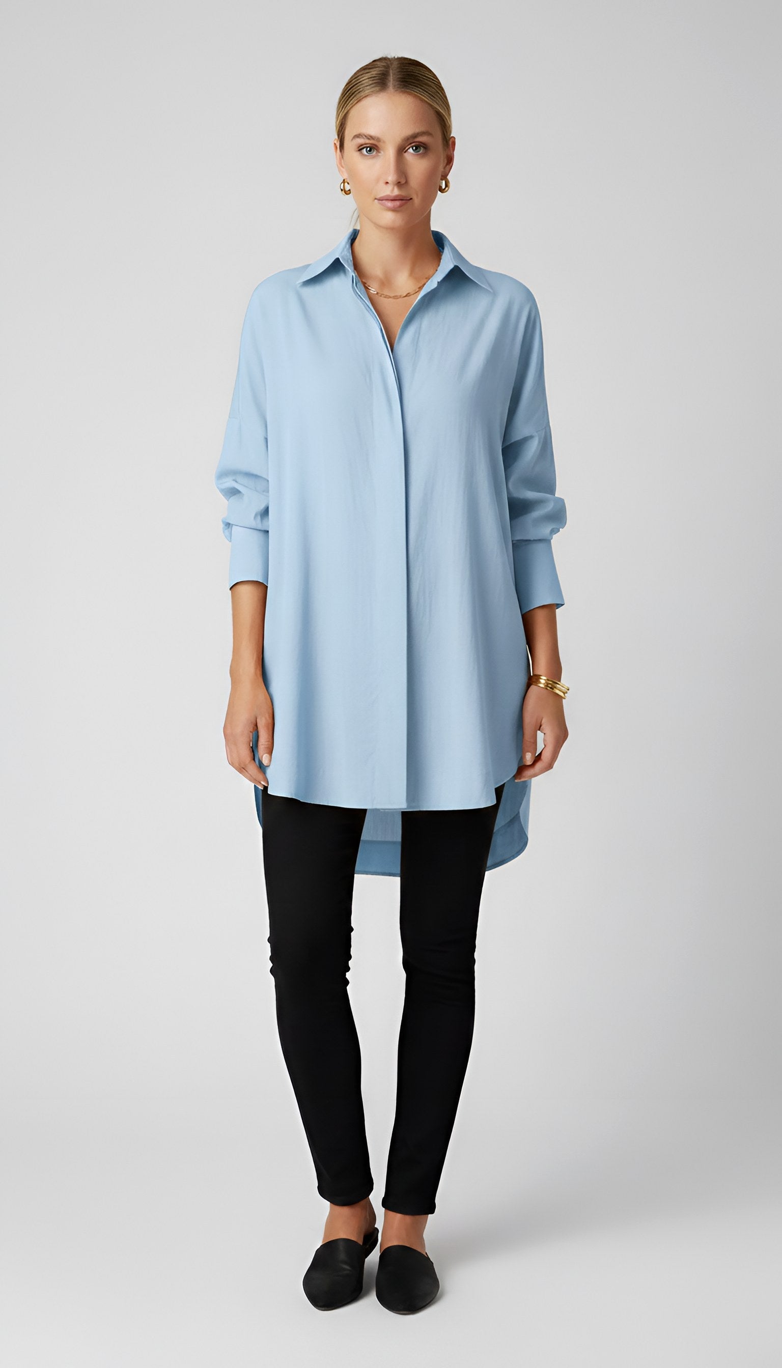 Romane | Women's Oversized Cotton Shirt, Button-Front Blouse | Everlasting Boutique