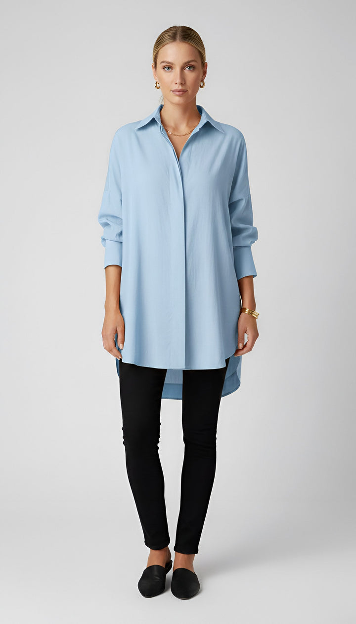 Romane | Women's Oversized Cotton Shirt, Button-Front Blouse | Everlasting Boutique
