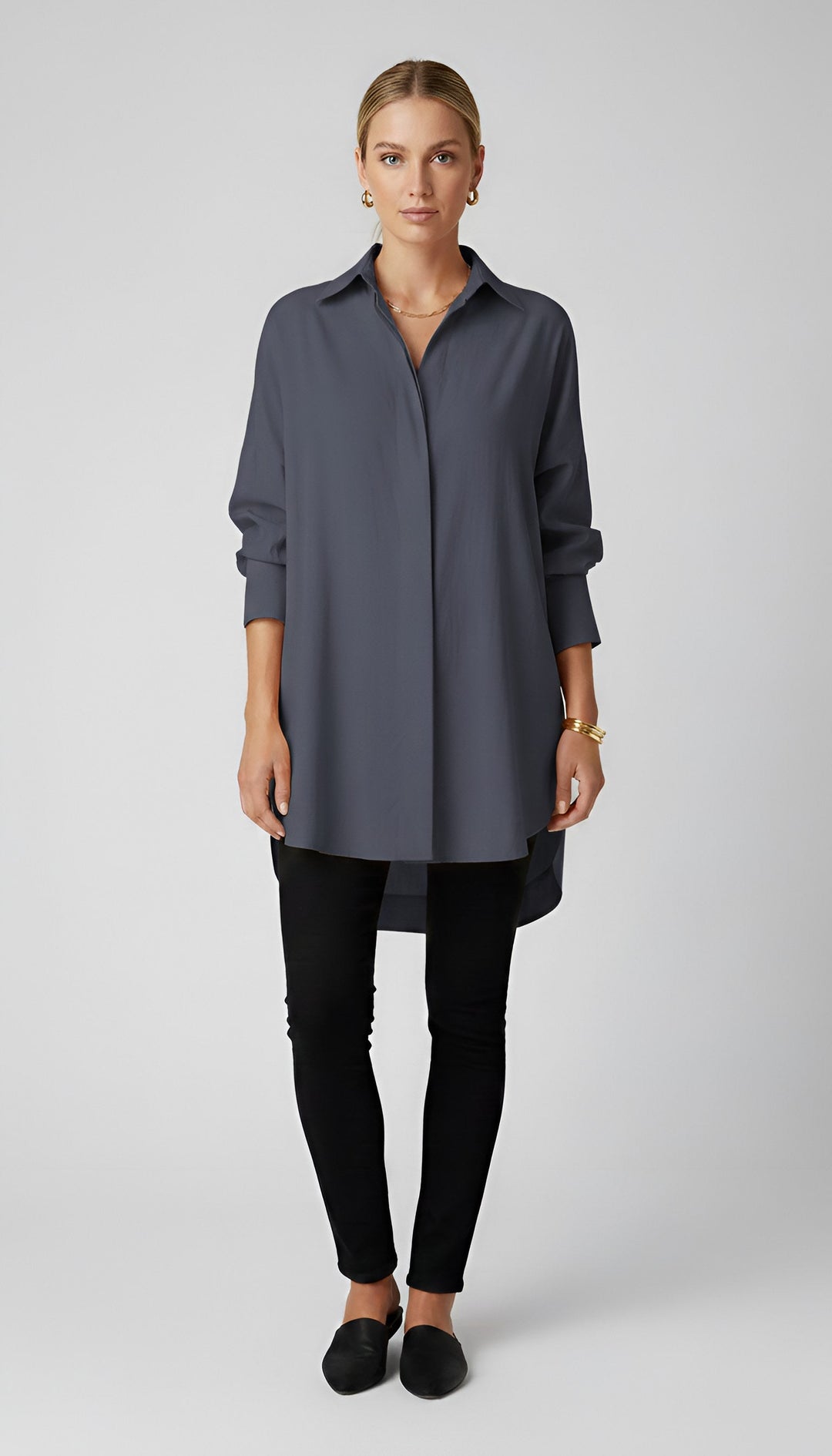 Romane | Women's Oversized Cotton Shirt, Button-Front Blouse | Everlasting Boutique