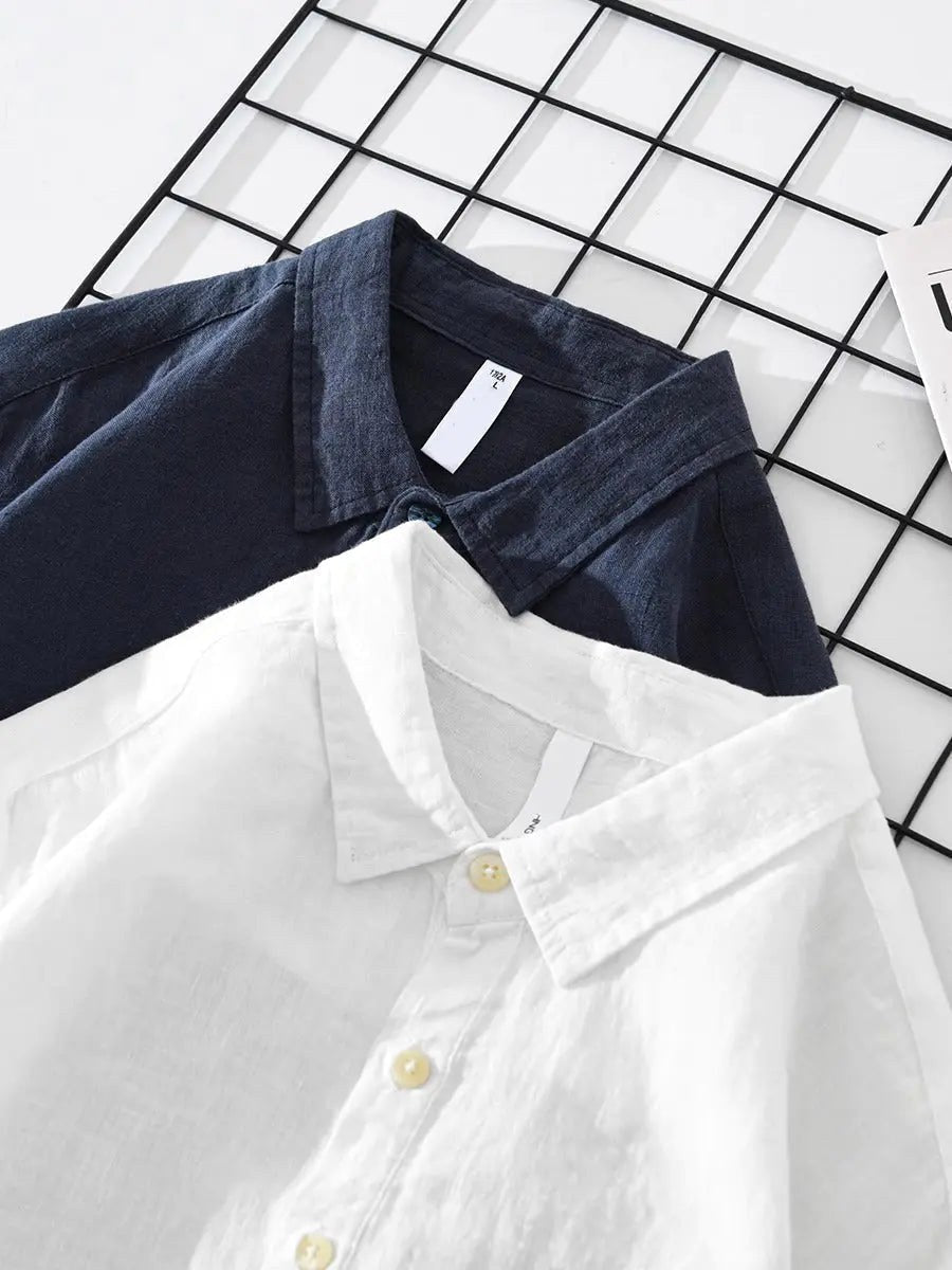 Rory | Men's Cotton-Linen Popover Shirt, Half-Button Relaxed Shirt | Everlasting Boutique