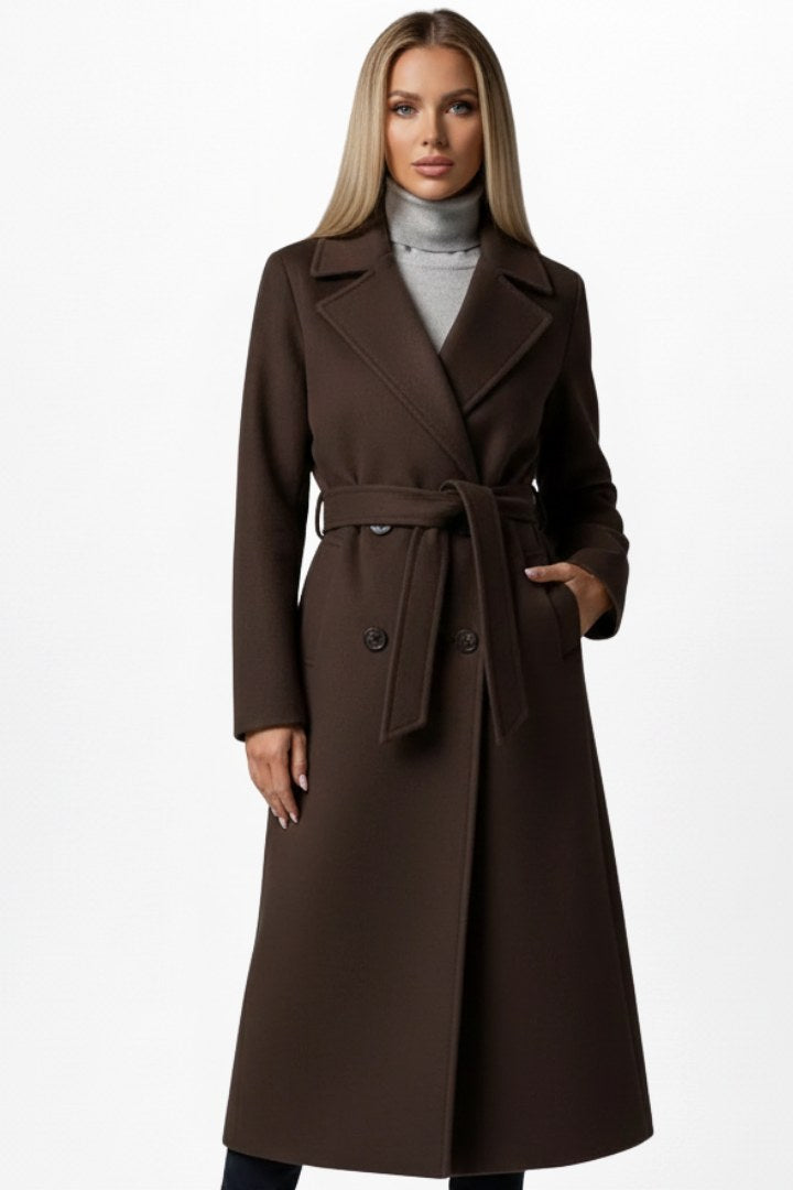 Roseline | Women's Double-Breasted Long Coat, Tailored Autumn Coat | Everlasting Boutique