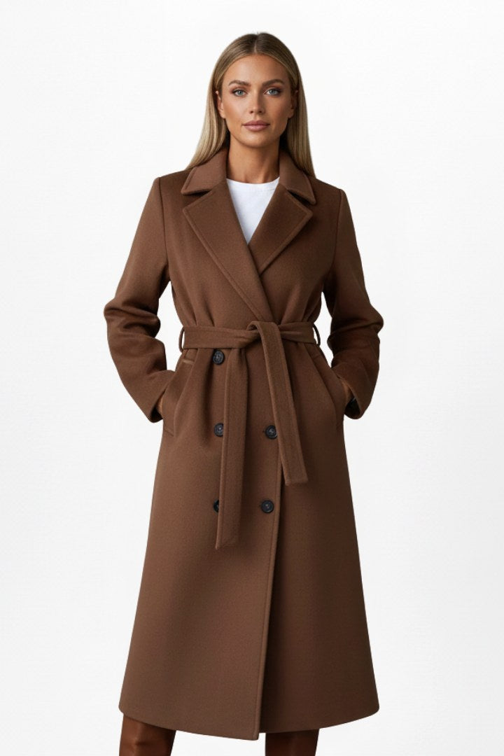 Roseline | Women's Double-Breasted Long Coat, Tailored Autumn Coat | Everlasting Boutique