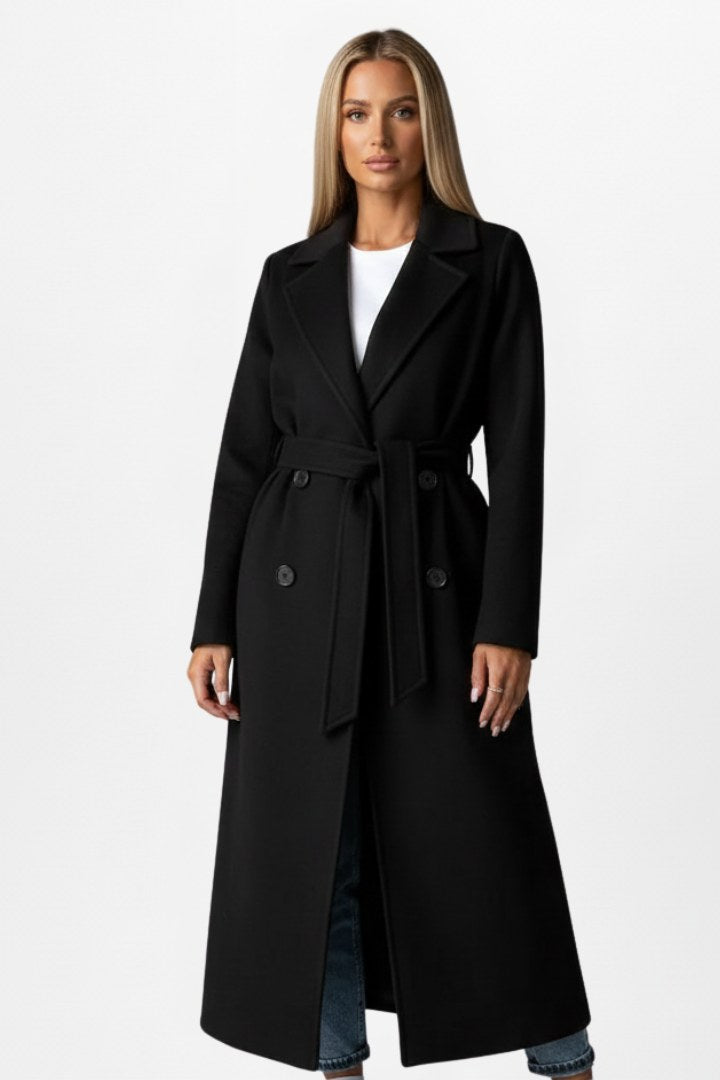 Roseline | Women's Double-Breasted Long Coat, Tailored Autumn Coat | Everlasting Boutique