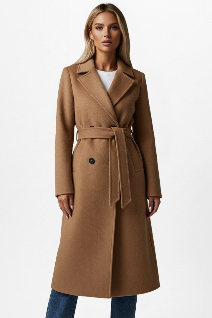 Roseline | Women's Double-Breasted Long Coat, Tailored Autumn Coat | Everlasting Boutique