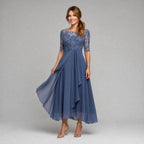 Ruby | Women's Lace Midi Dress with Floral Embroidery, Layered Midi Dress | Everlasting Boutique