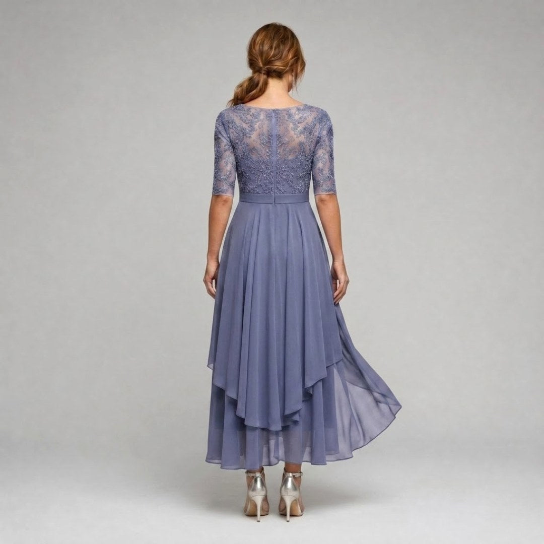Ruby | Women's Lace Midi Dress with Floral Embroidery, Layered Midi Dress | Everlasting Boutique