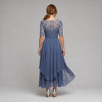 Ruby | Women's Lace Midi Dress with Floral Embroidery, Layered Midi Dress | Everlasting Boutique