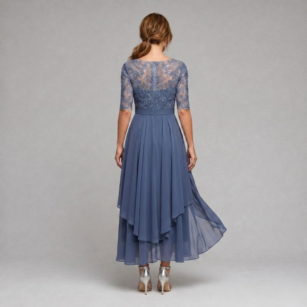 Ruby | Women's Lace Midi Dress with Floral Embroidery, Layered Midi Dress | Everlasting Boutique