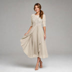 Ruby | Women's Lace Midi Dress with Floral Embroidery, Layered Midi Dress | Everlasting Boutique