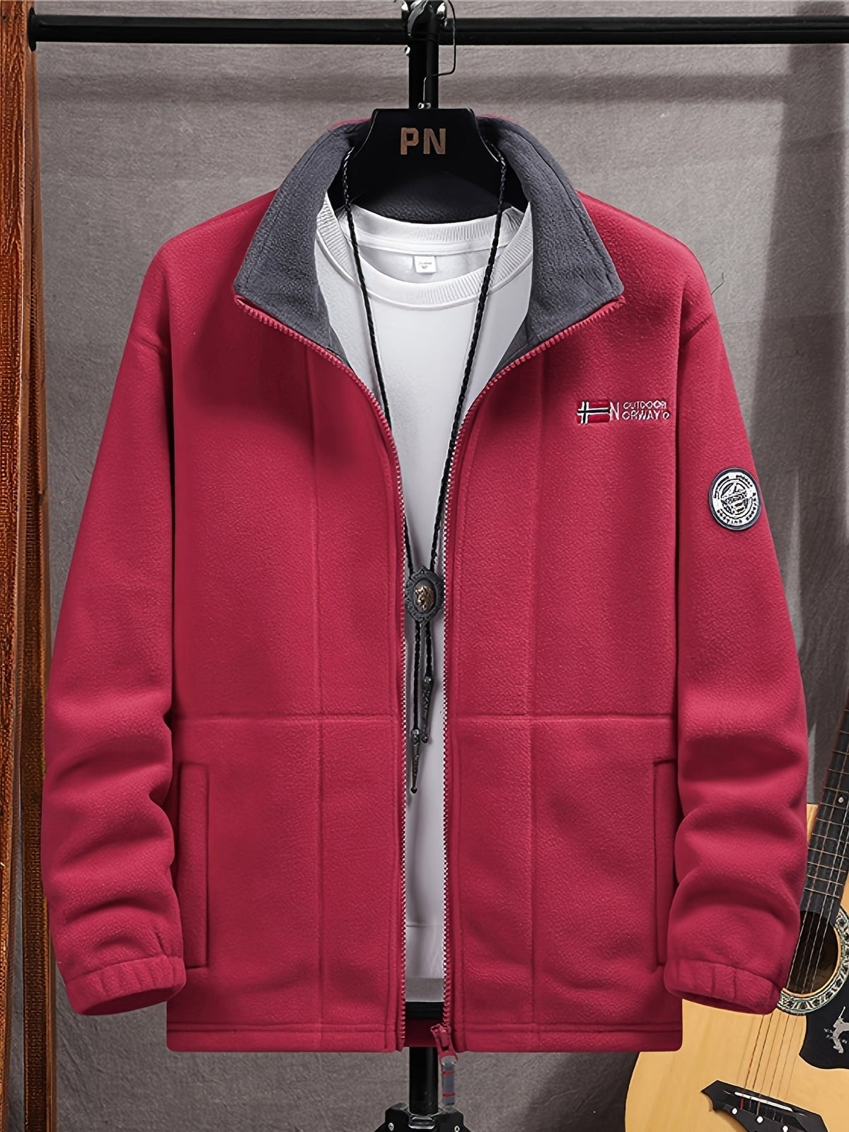 Rudolf | Men's Fleece Jacket with Collar, Outdoor Fleece Jacket | Everlasting Boutique | Black