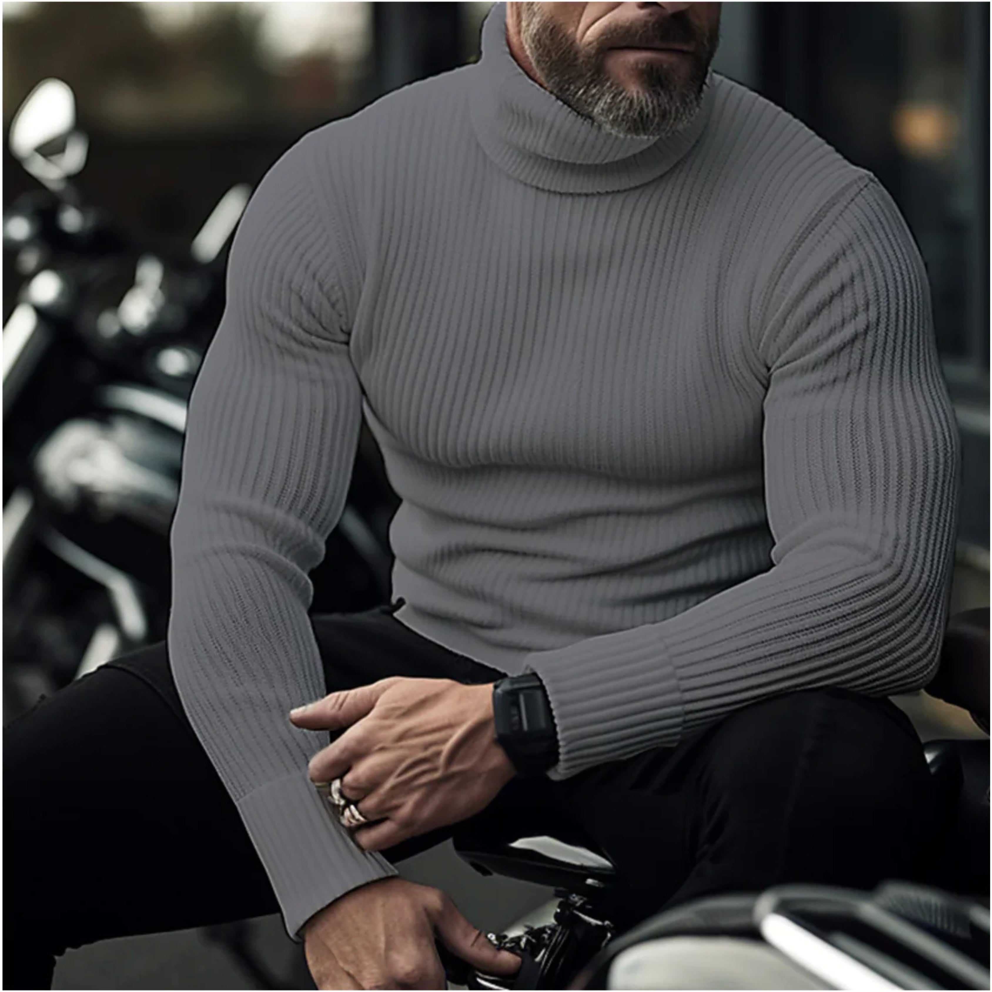 Rupert | Men's Roll-Neck Jumper, Structured Turtle-Neck Jumper | Everlasting Boutique