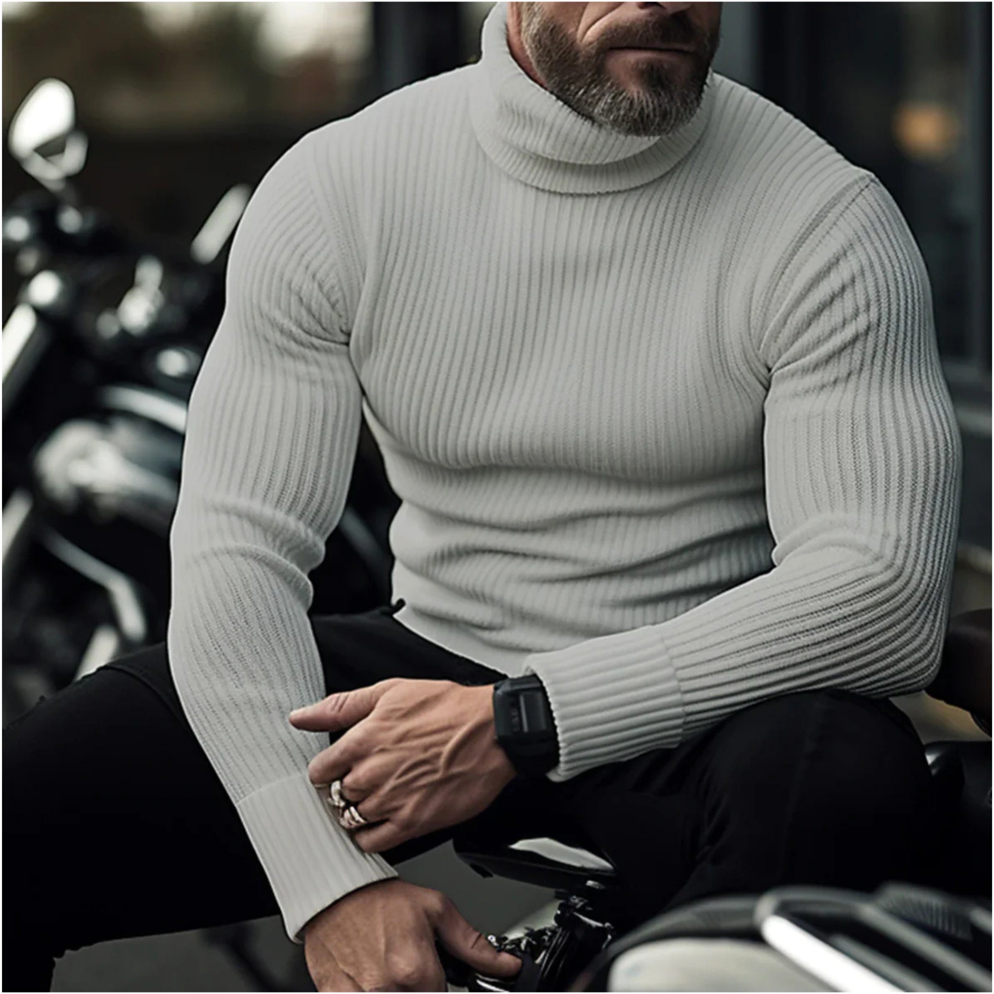 Rupert | Men's Roll-Neck Jumper, Structured Turtle-Neck Jumper | Everlasting Boutique