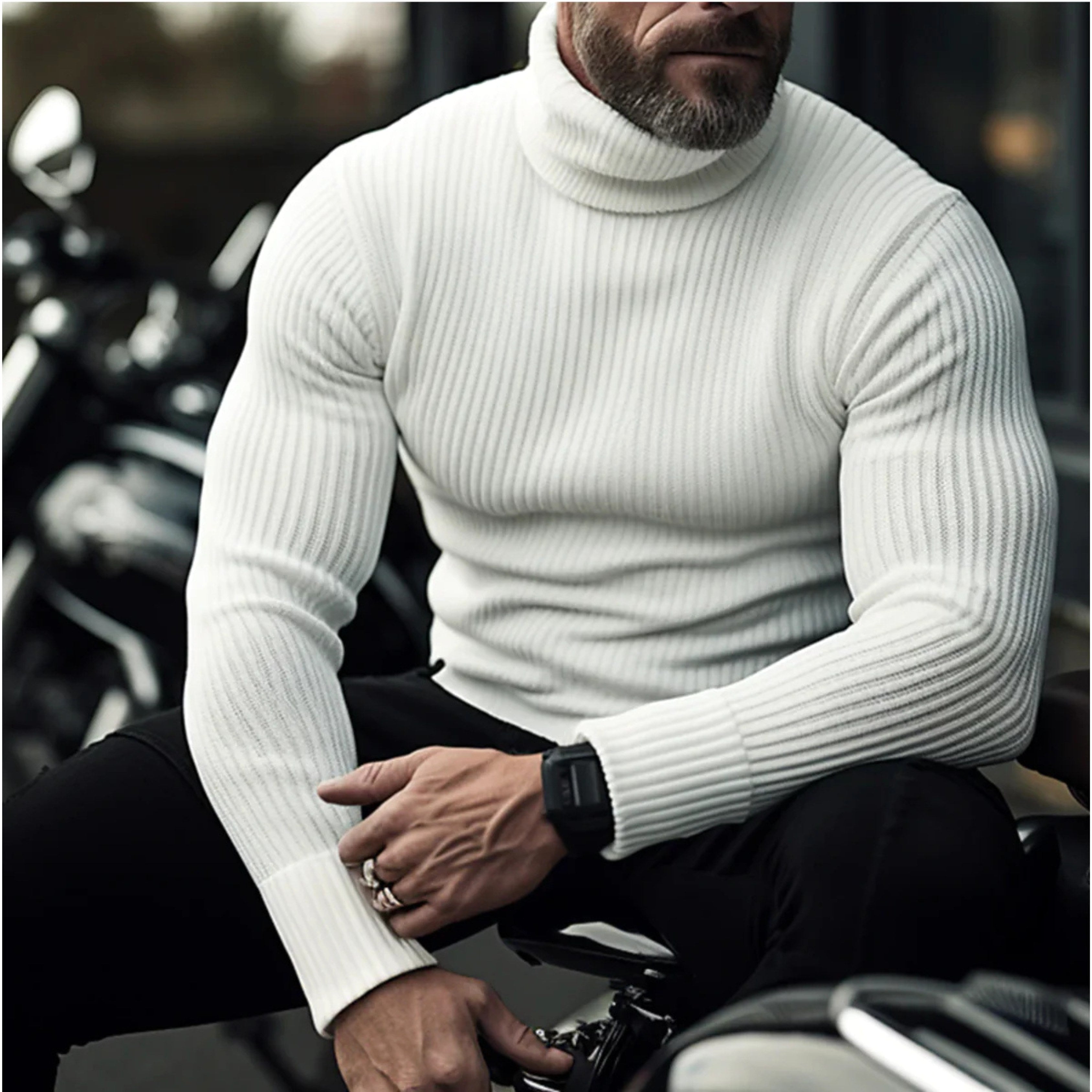 Rupert | Men's Roll-Neck Jumper, Structured Turtle-Neck Jumper | Everlasting Boutique
