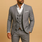 Ryan | Men's Slim Fit Three-Piece Suit with Waistcoat, Tailored Trouser Suit | Everlasting Boutique | Grey