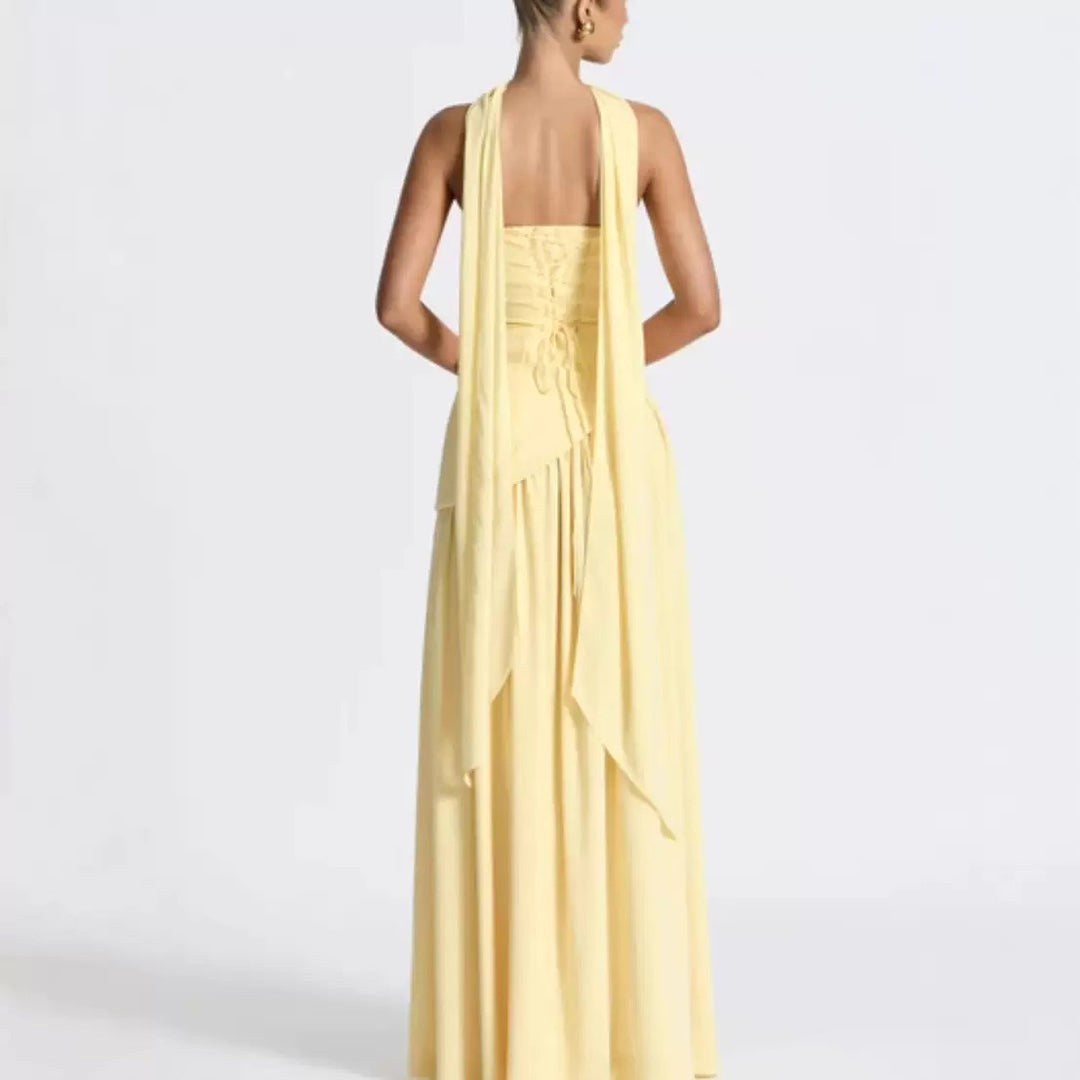 Sabine | Women's Strapless Maxi Dress with Leg Split, Flowing Autumn Maxi Dress | Everlasting Boutique | Pink