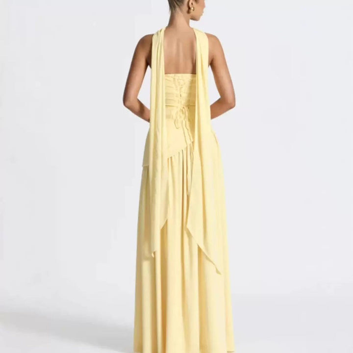Sabine | Women's Strapless Maxi Dress with Leg Split, Flowing Autumn Maxi Dress | Everlasting Boutique | Pink