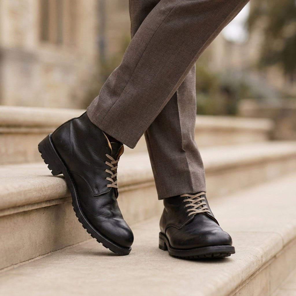 Samuel | Women's Lace-Up Faux Leather Boots, Classic Ankle Boots | Everlasting Boutique