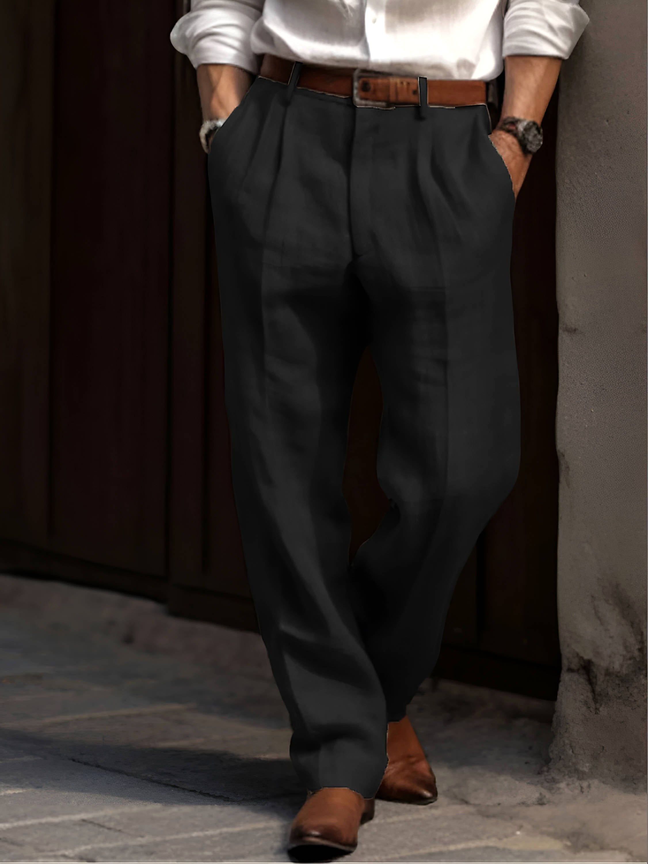 Sean | Men's Classic Pleated Trousers, Comfortable Dress Trousers | Everlasting Boutique