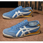 Sebastian | Men's Retro Trainers with Contrast Stripes and Suede Accents, Vintage Running Trainers | Everlasting Boutique | Orange