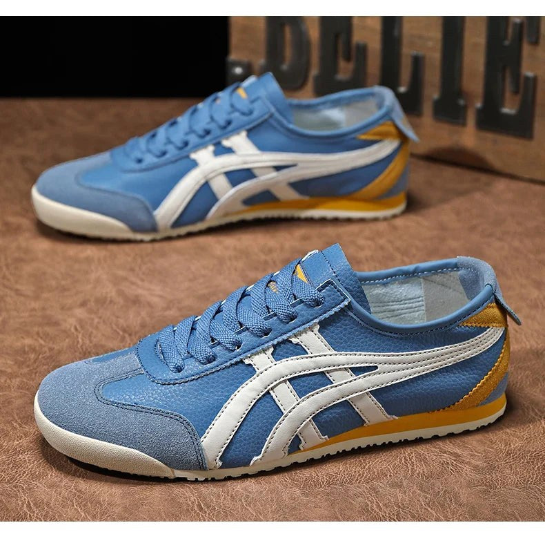 Sebastian | Men's Retro Trainers with Contrast Stripes and Suede Accents, Vintage Running Trainers | Everlasting Boutique | Orange