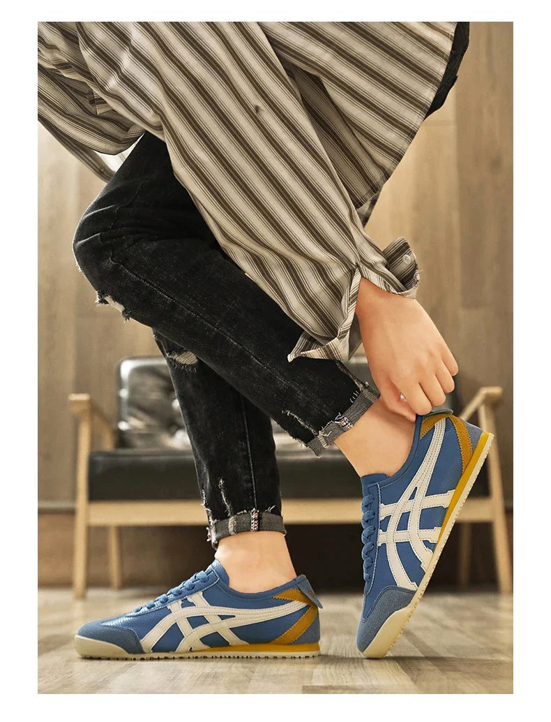 Sebastian | Men's Retro Trainers with Contrast Stripes and Suede Accents, Vintage Running Trainers | Everlasting Boutique | Orange