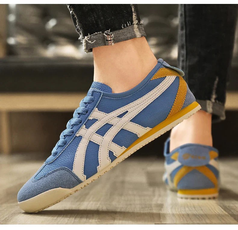 Sebastian | Men's Retro Trainers with Contrast Stripes and Suede Accents, Vintage Running Trainers | Everlasting Boutique | Orange