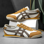 Sebastian | Men's Retro Trainers with Contrast Stripes and Suede Accents, Vintage Running Trainers | Everlasting Boutique | Yellow