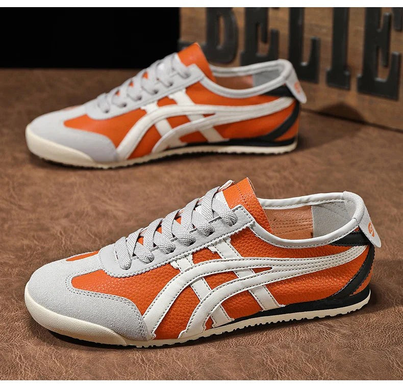 Sebastian | Men's Retro Trainers with Contrast Stripes and Suede Accents, Vintage Running Trainers | Everlasting Boutique | Yellow