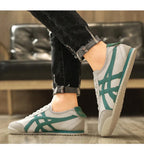 Sebastian | Men's Retro Trainers with Contrast Stripes and Suede Accents, Vintage Running Trainers | Everlasting Boutique | Orange