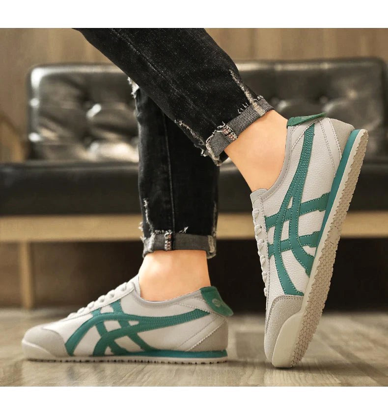 Sebastian | Men's Retro Trainers with Contrast Stripes and Suede Accents, Vintage Running Trainers | Everlasting Boutique | Orange