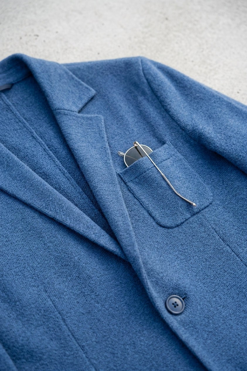 Sebastian | Men's Denim Blazer with Lapels, Structured Button Blazer | Everlasting Boutique