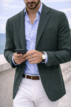 Sebastian | Men's Denim Blazer with Lapels, Structured Button Blazer | Everlasting Boutique