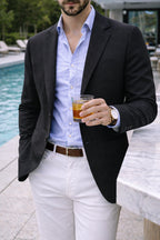 Sebastian | Men's Denim Blazer with Lapels, Structured Button Blazer | Everlasting Boutique