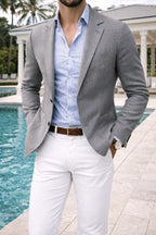 Sebastian | Men's Denim Blazer with Lapels, Structured Button Blazer | Everlasting Boutique